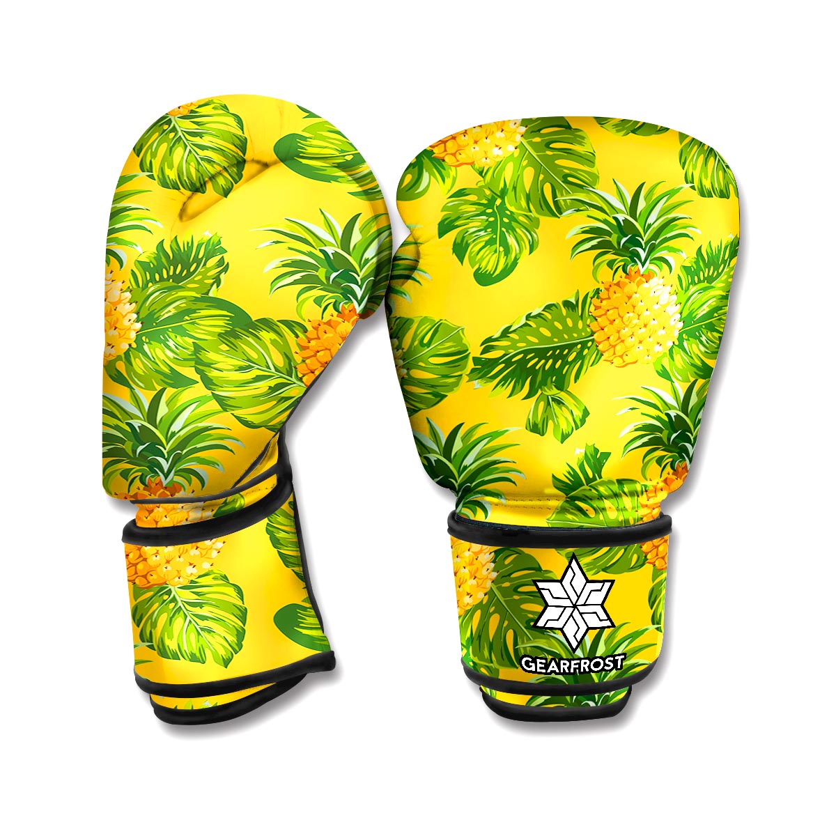 Yellow Tropical Pineapple Pattern Print Boxing Gloves