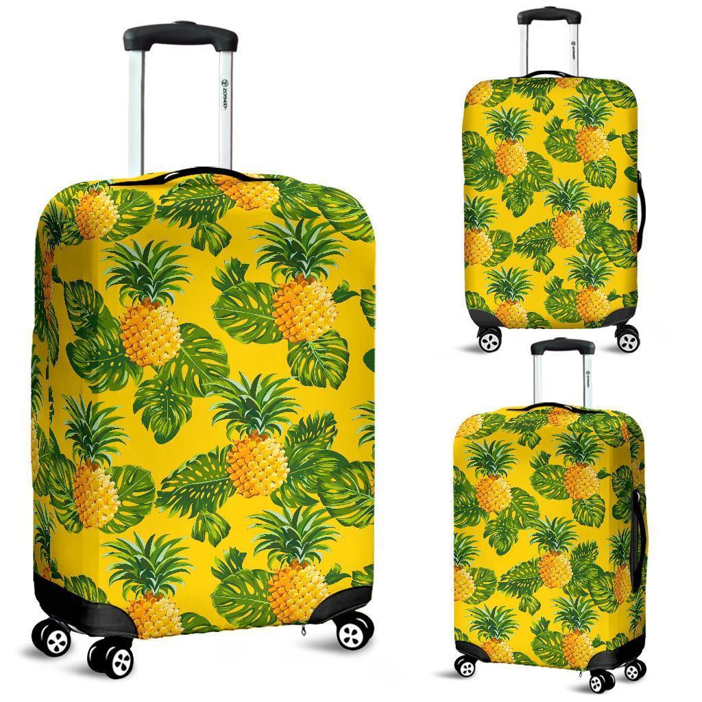 Yellow Tropical Pineapple Pattern Print Luggage Cover GearFrost