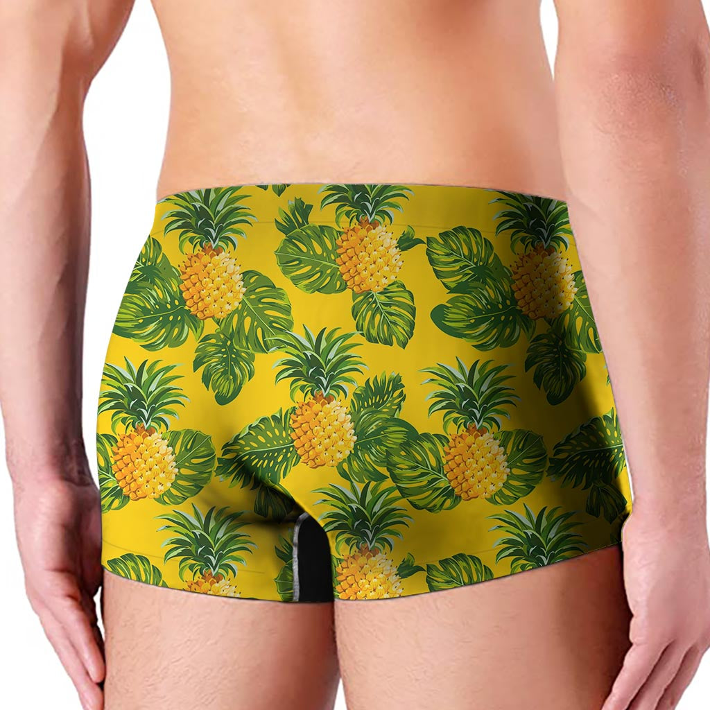 Yellow Tropical Pineapple Pattern Print Men's Boxer Briefs