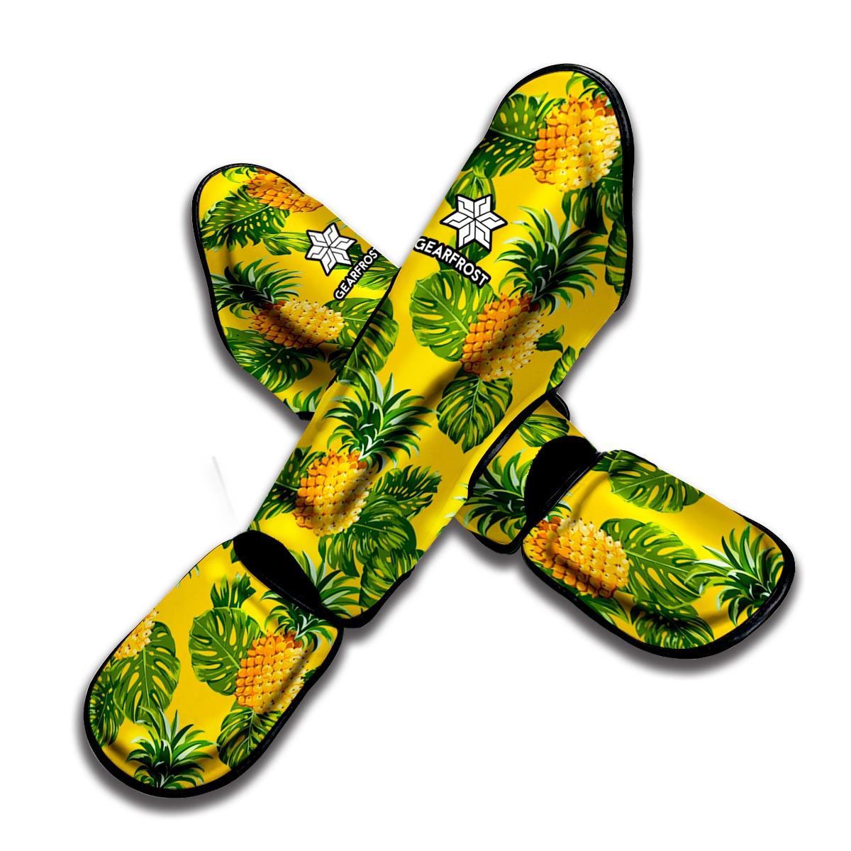 Yellow Tropical Pineapple Pattern Print Muay Thai Shin Guard