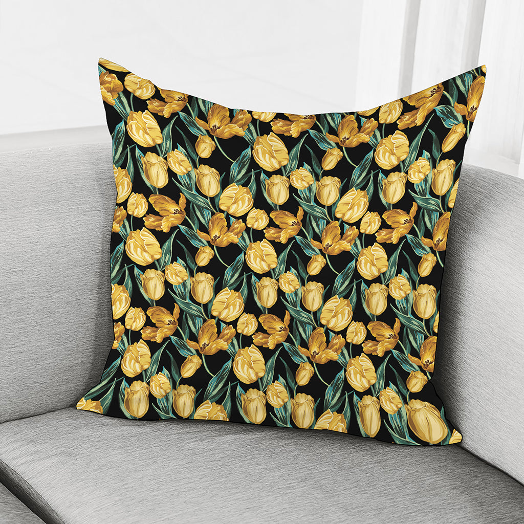 Yellow Tulip Floral Pattern Print Pillow Cover