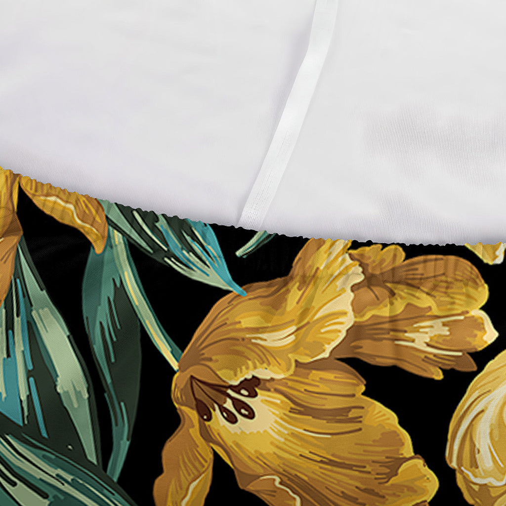 Yellow Tulip Floral Pattern Print Sofa Cover