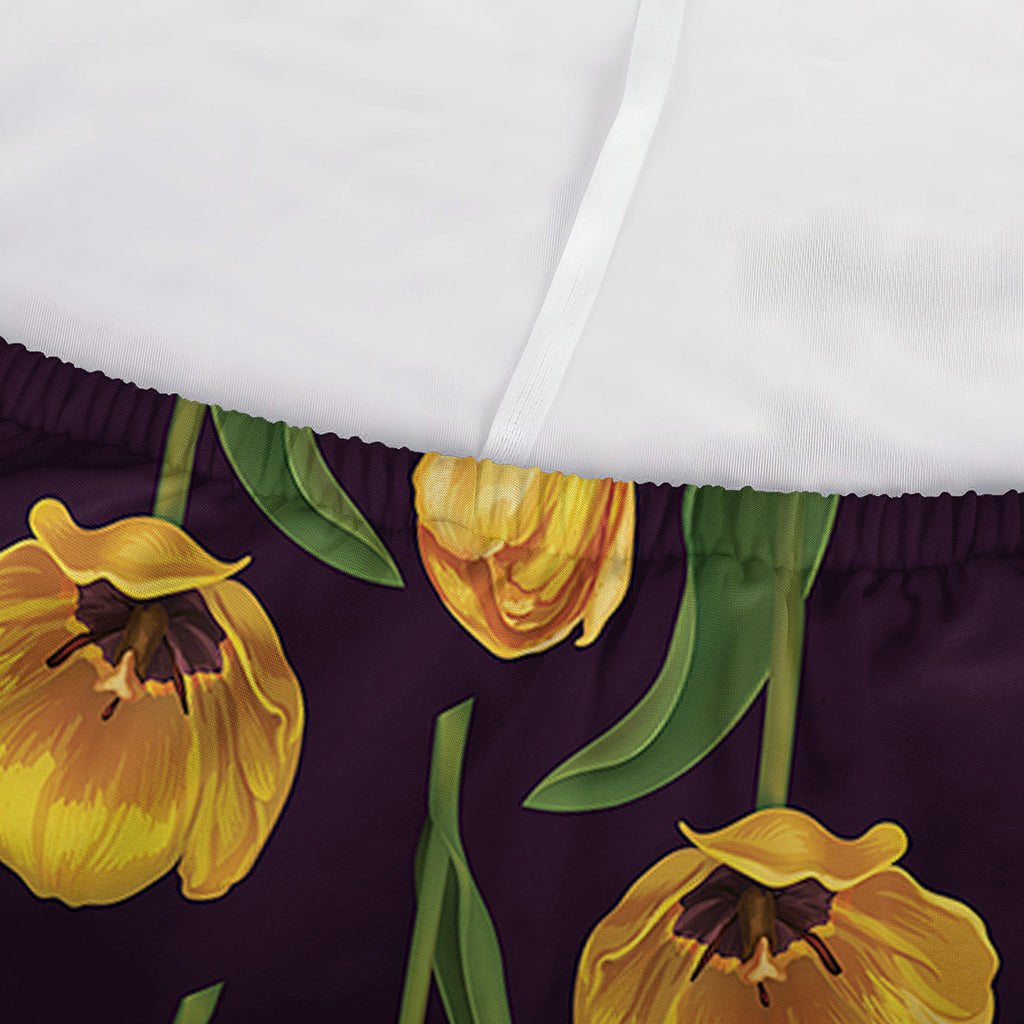 Yellow Tulip Flower Pattern Print Sofa Cover