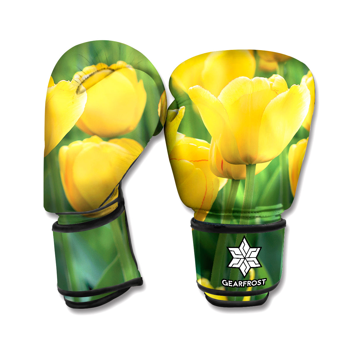 Yellow Tulip Print Boxing Gloves