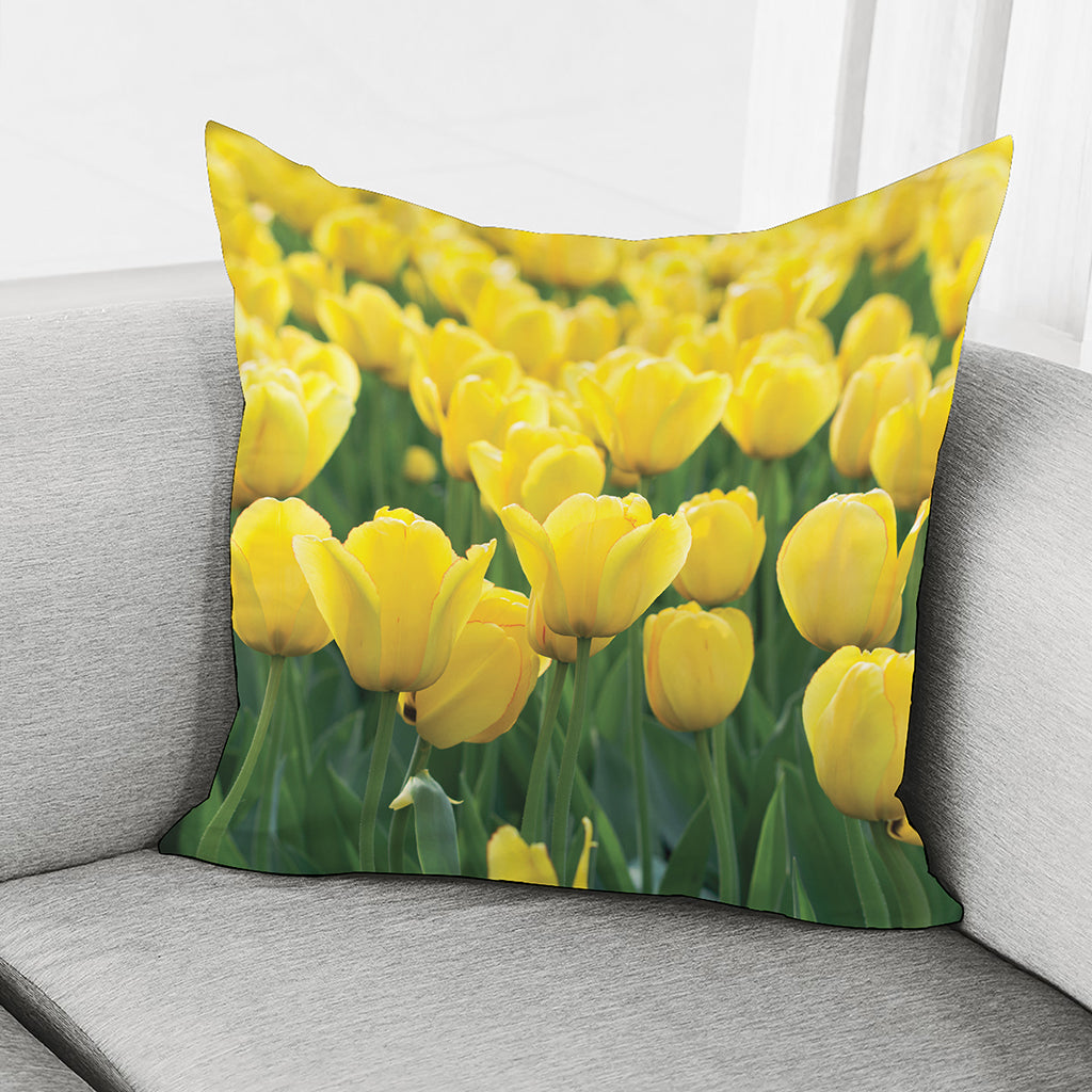 Yellow Tulip Print Pillow Cover