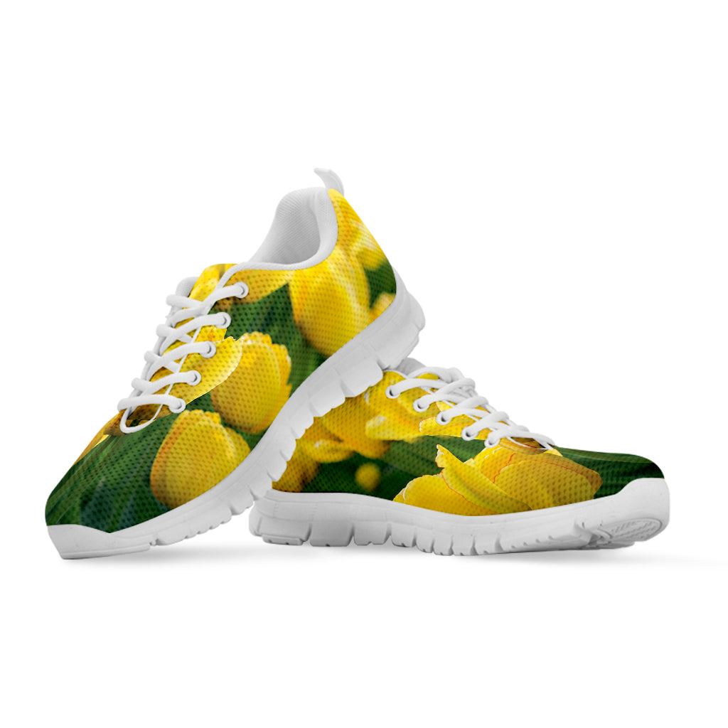 Yellow Tulip Print White Sneakers