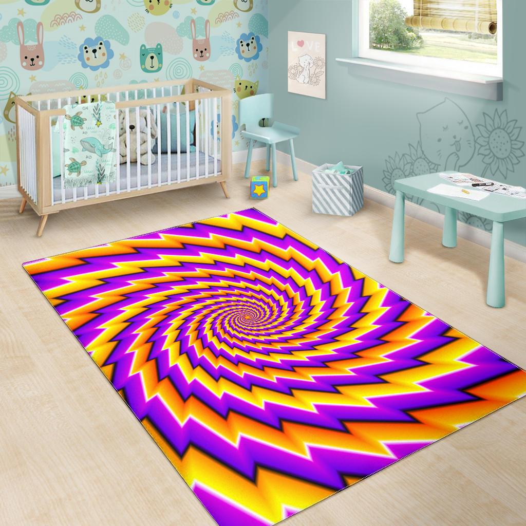 Yellow Twisted Moving Optical Illusion Area Rug GearFrost