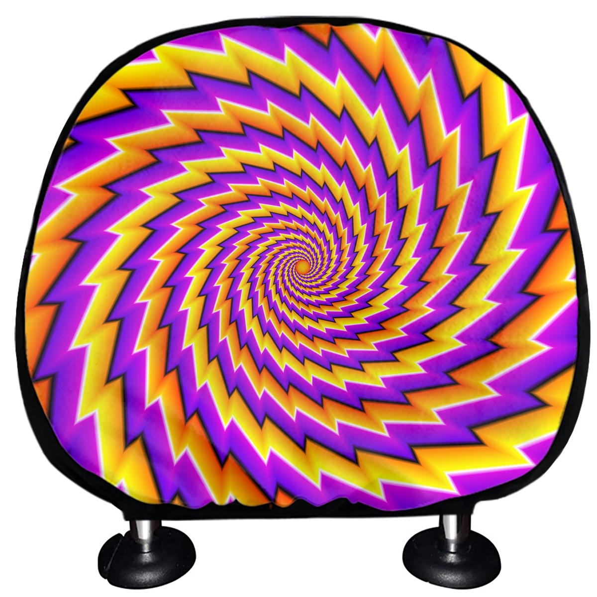 Yellow Twisted Moving Optical Illusion Car Headrest Covers