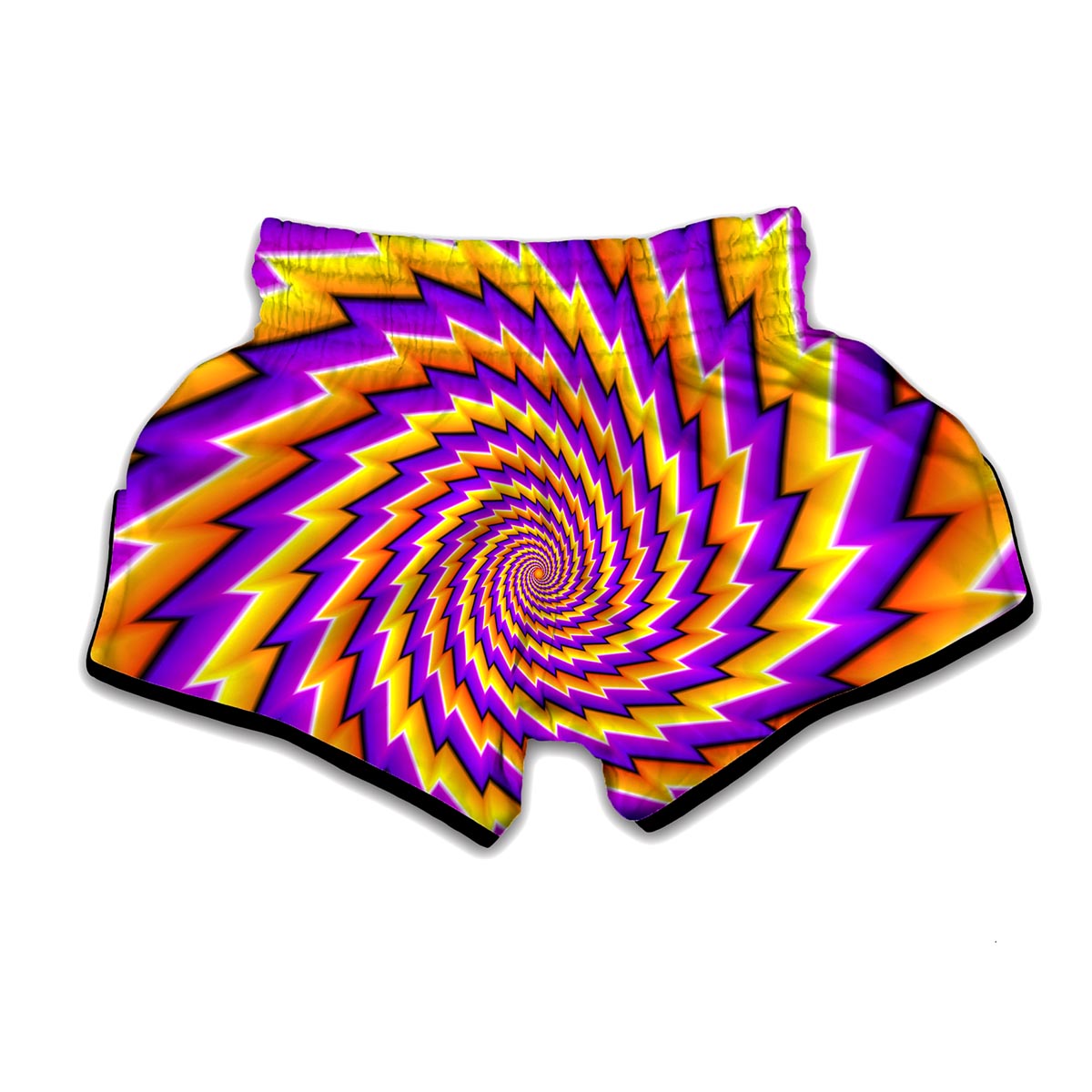 Yellow Twisted Moving Optical Illusion Muay Thai Boxing Shorts