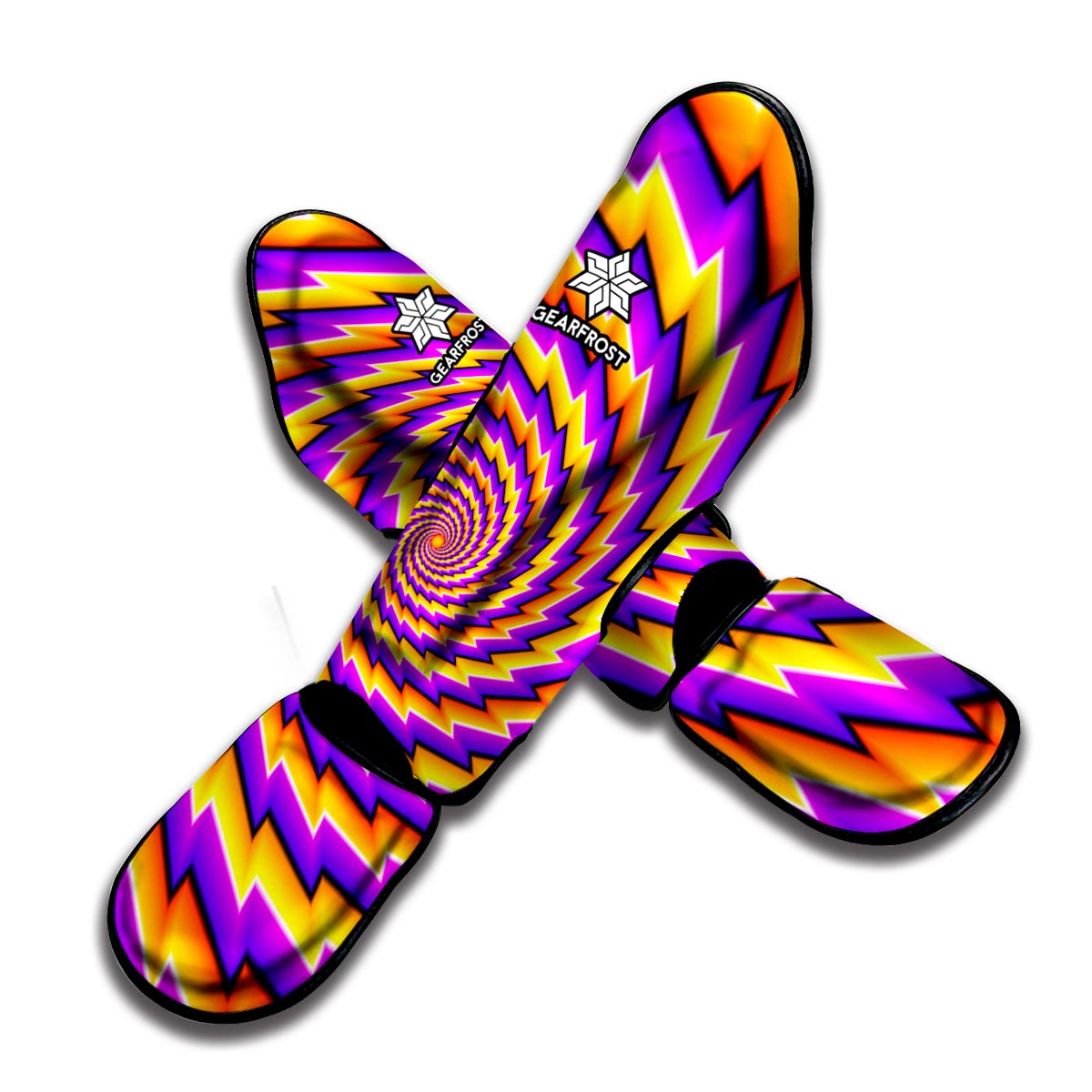 Yellow Twisted Moving Optical Illusion Muay Thai Shin Guard