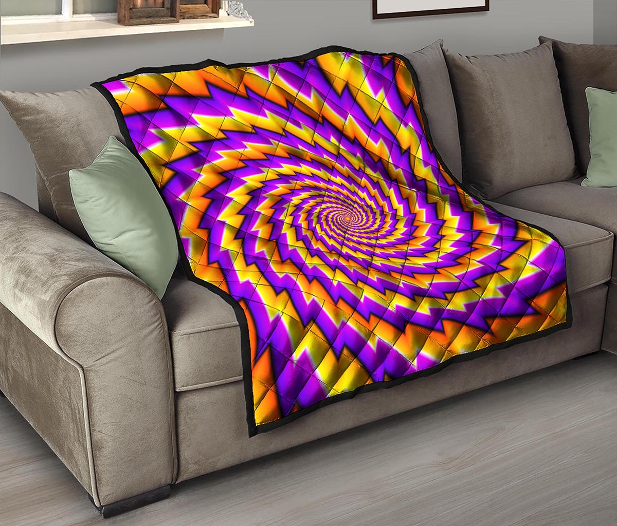 Yellow Twisted Moving Optical Illusion Quilt