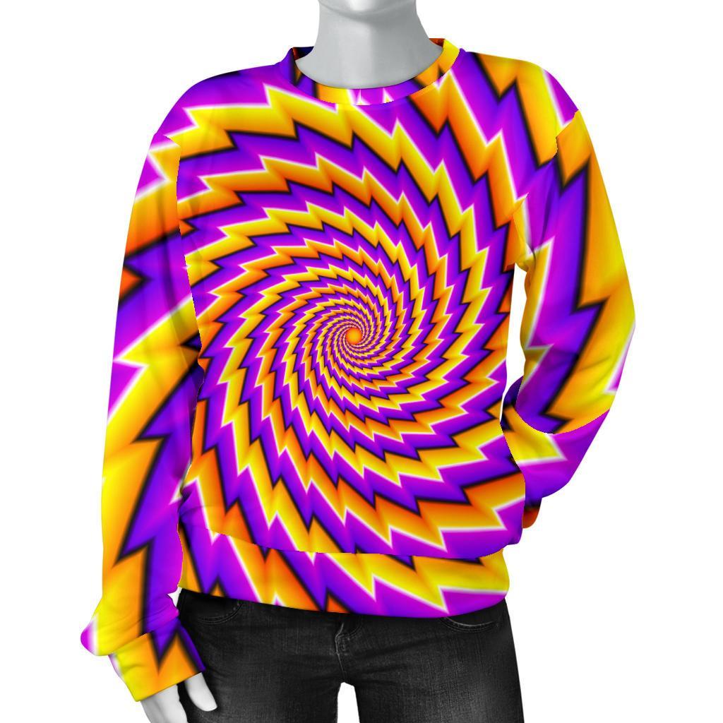 Yellow Twisted Moving Optical Illusion Women's Crewneck Sweatshirt GearFrost