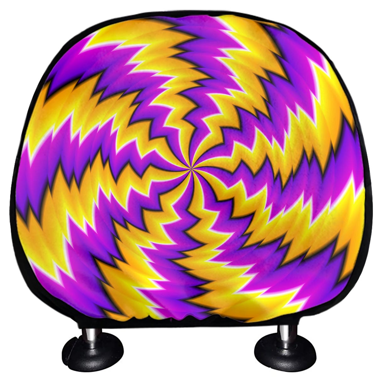 Yellow Vortex Moving Optical Illusion Car Headrest Covers