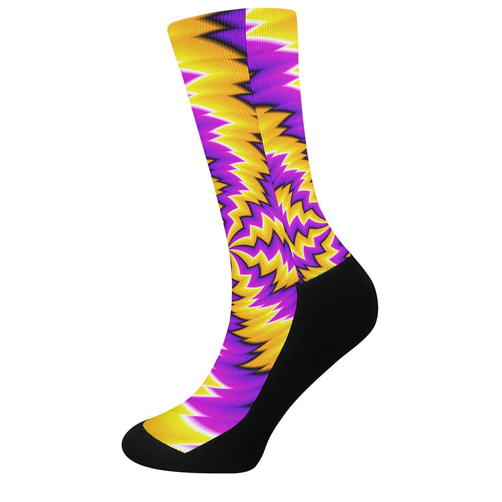 Yellow Vortex Moving Optical Illusion Crew Socks