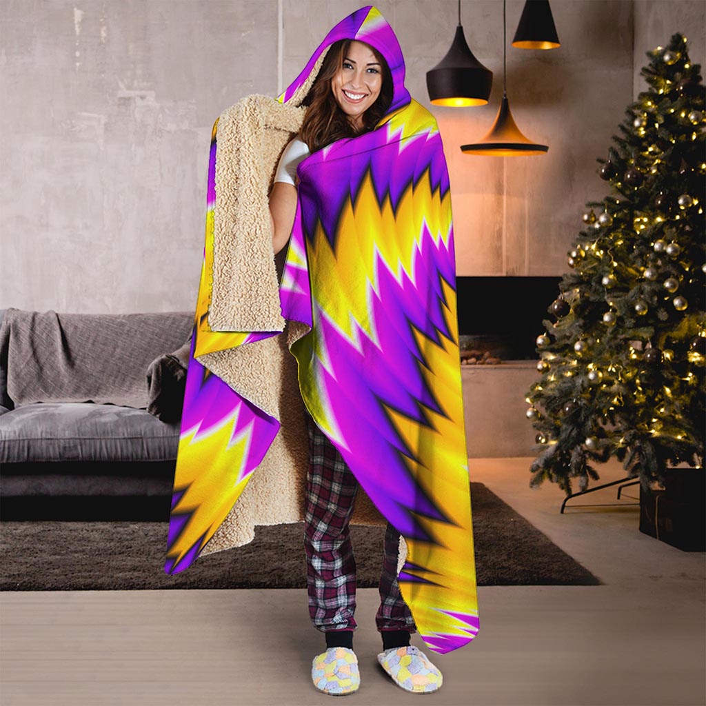 Yellow Vortex Moving Optical Illusion Hooded Blanket