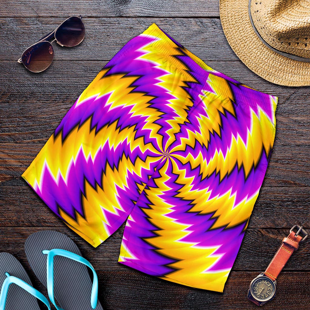 Yellow Vortex Moving Optical Illusion Men's Shorts
