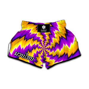 Yellow Vortex Moving Optical Illusion Muay Thai Boxing Shorts