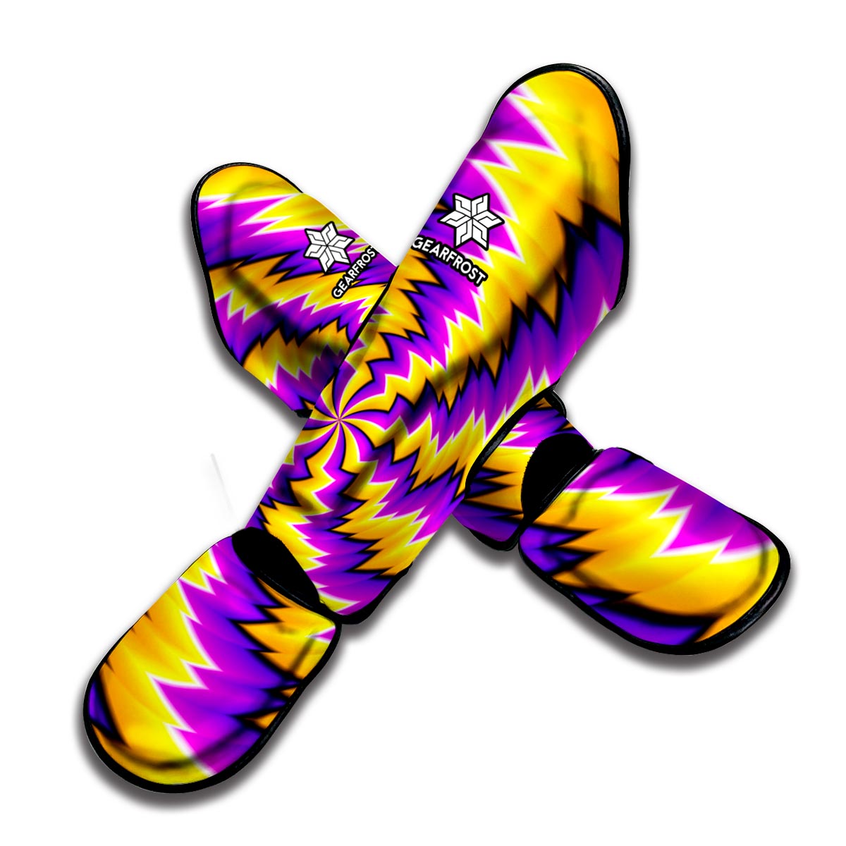 Yellow Vortex Moving Optical Illusion Muay Thai Shin Guard