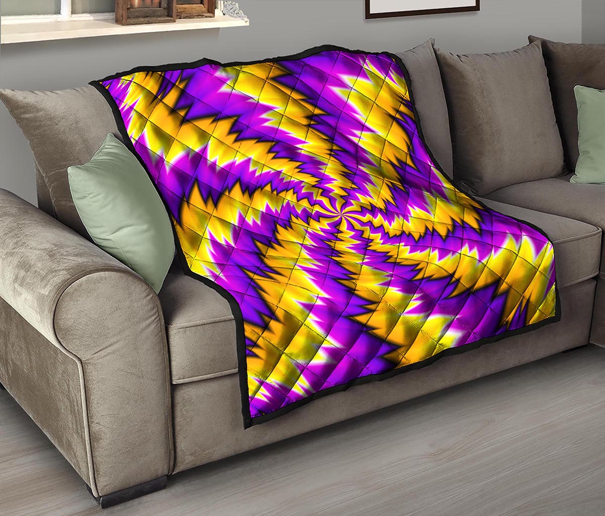 Yellow Vortex Moving Optical Illusion Quilt