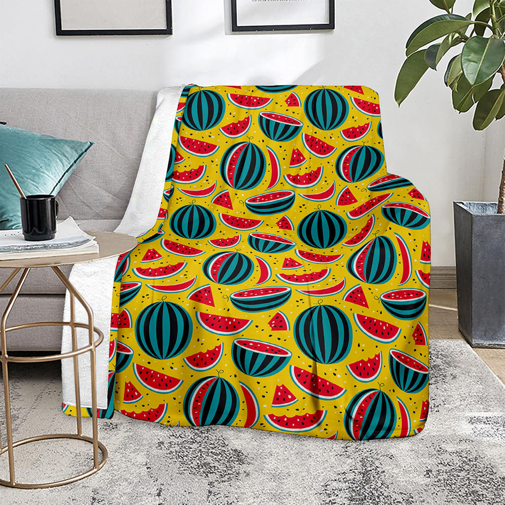 Yellow Watermelon Pieces Pattern Print Blanket