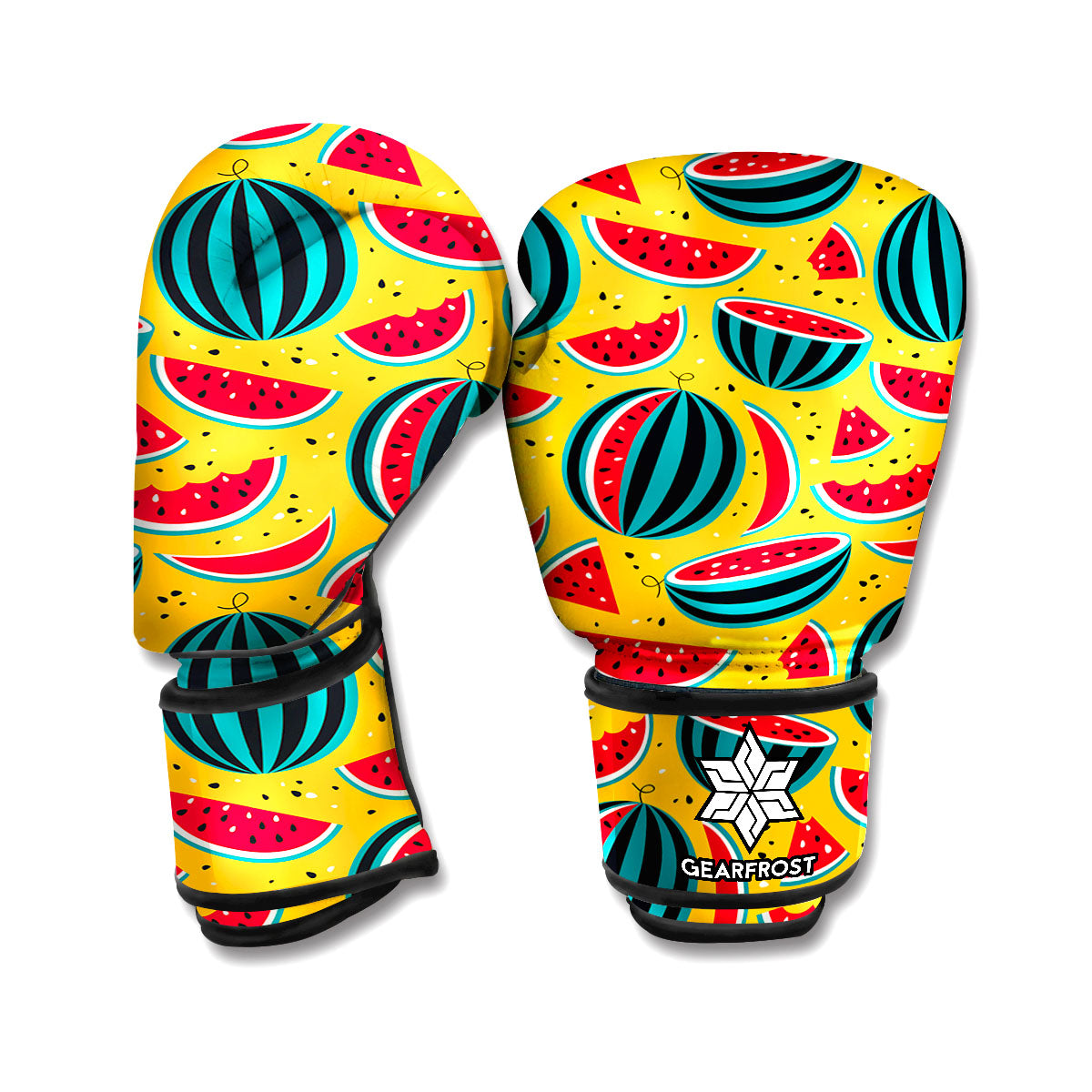 Yellow Watermelon Pieces Pattern Print Boxing Gloves