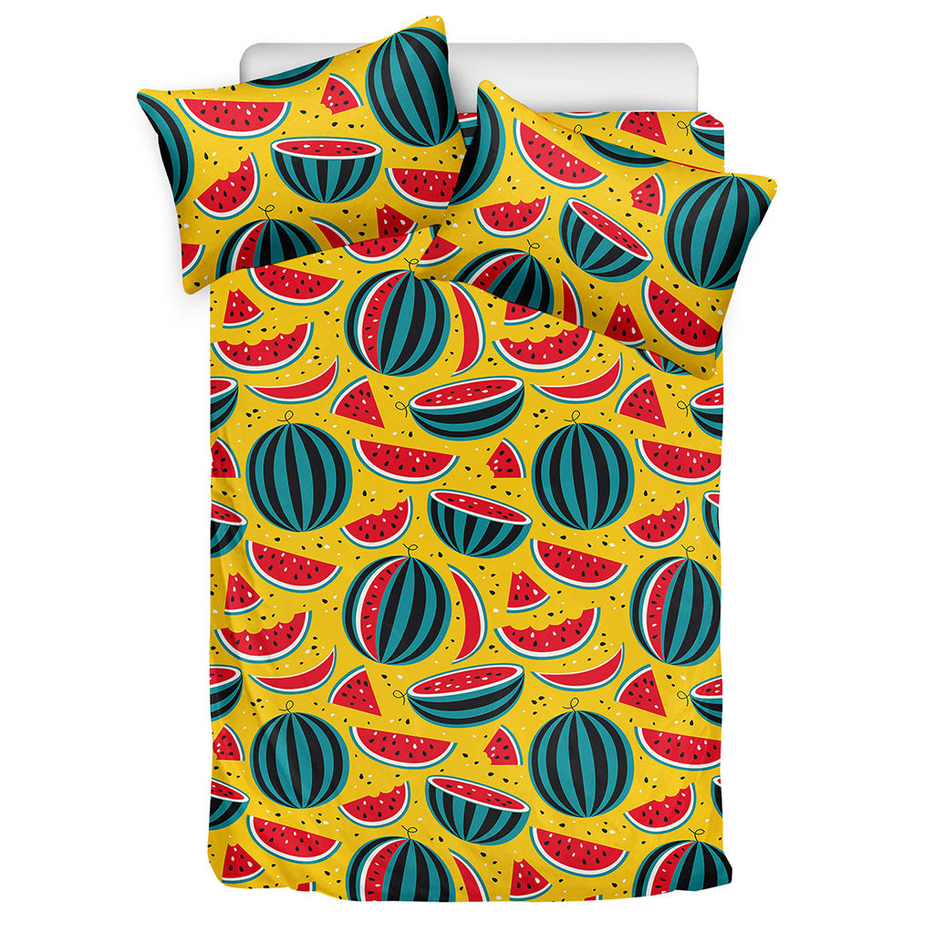 Yellow Watermelon Pieces Pattern Print Duvet Cover Bedding Set