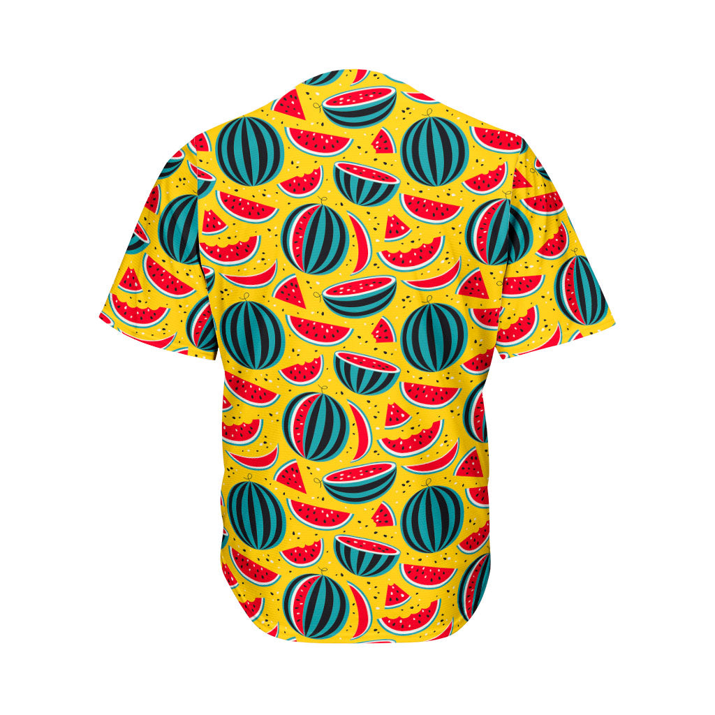 Yellow Watermelon Pieces Pattern Print Men's Baseball Jersey