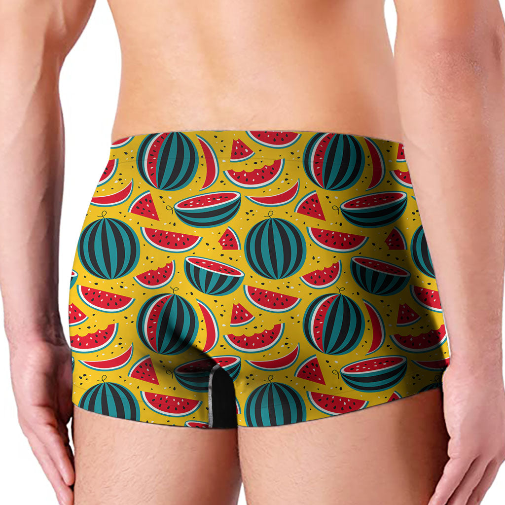 Yellow Watermelon Pieces Pattern Print Men's Boxer Briefs