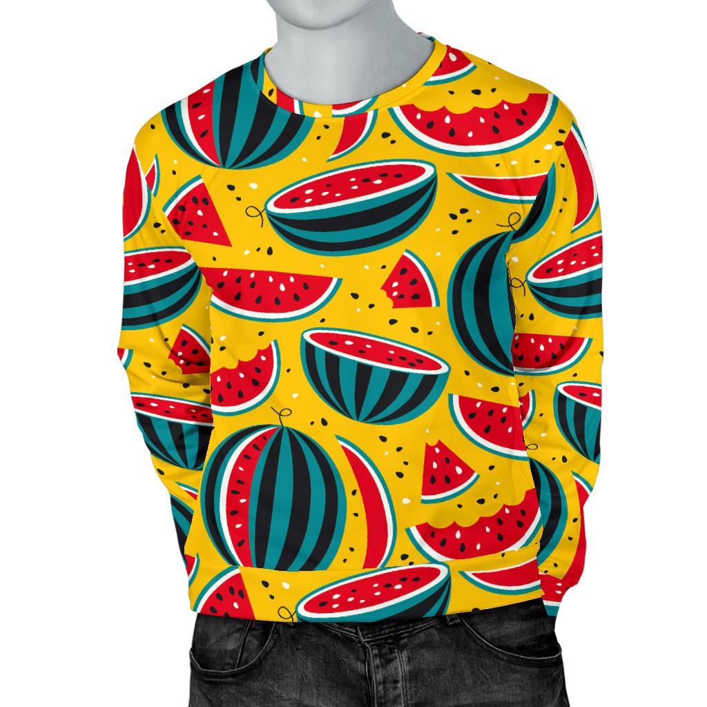 Yellow Watermelon Pieces Pattern Print Men's Crewneck Sweatshirt GearFrost