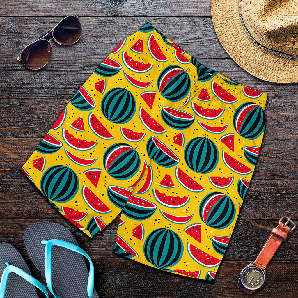 Yellow Watermelon Pieces Pattern Print Men's Shorts