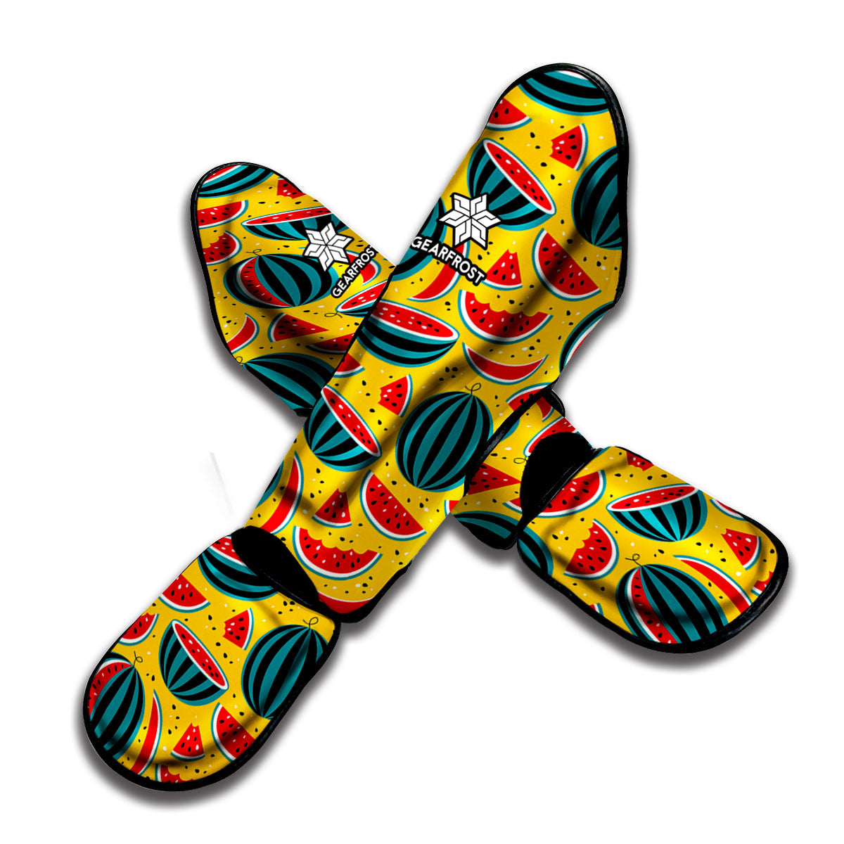 Yellow Watermelon Pieces Pattern Print Muay Thai Shin Guard