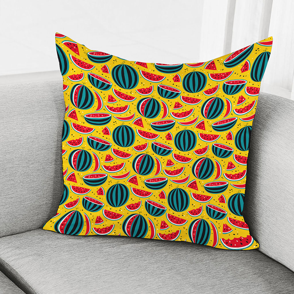 Yellow Watermelon Pieces Pattern Print Pillow Cover
