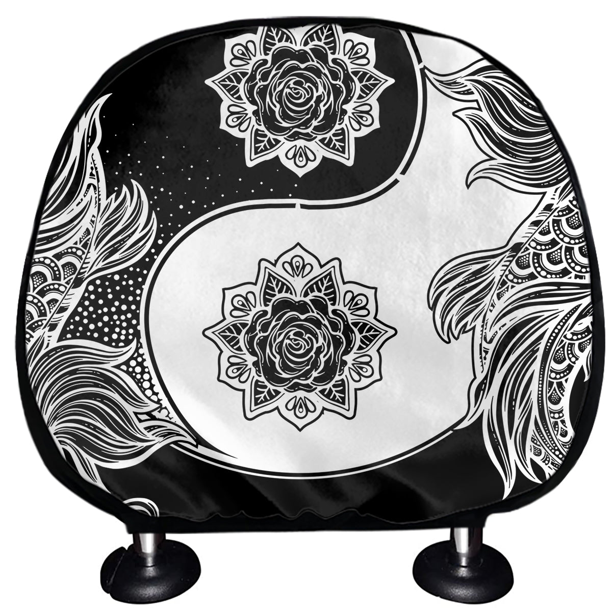 Yin And Yang Koi Carp Fish Print Car Headrest Covers