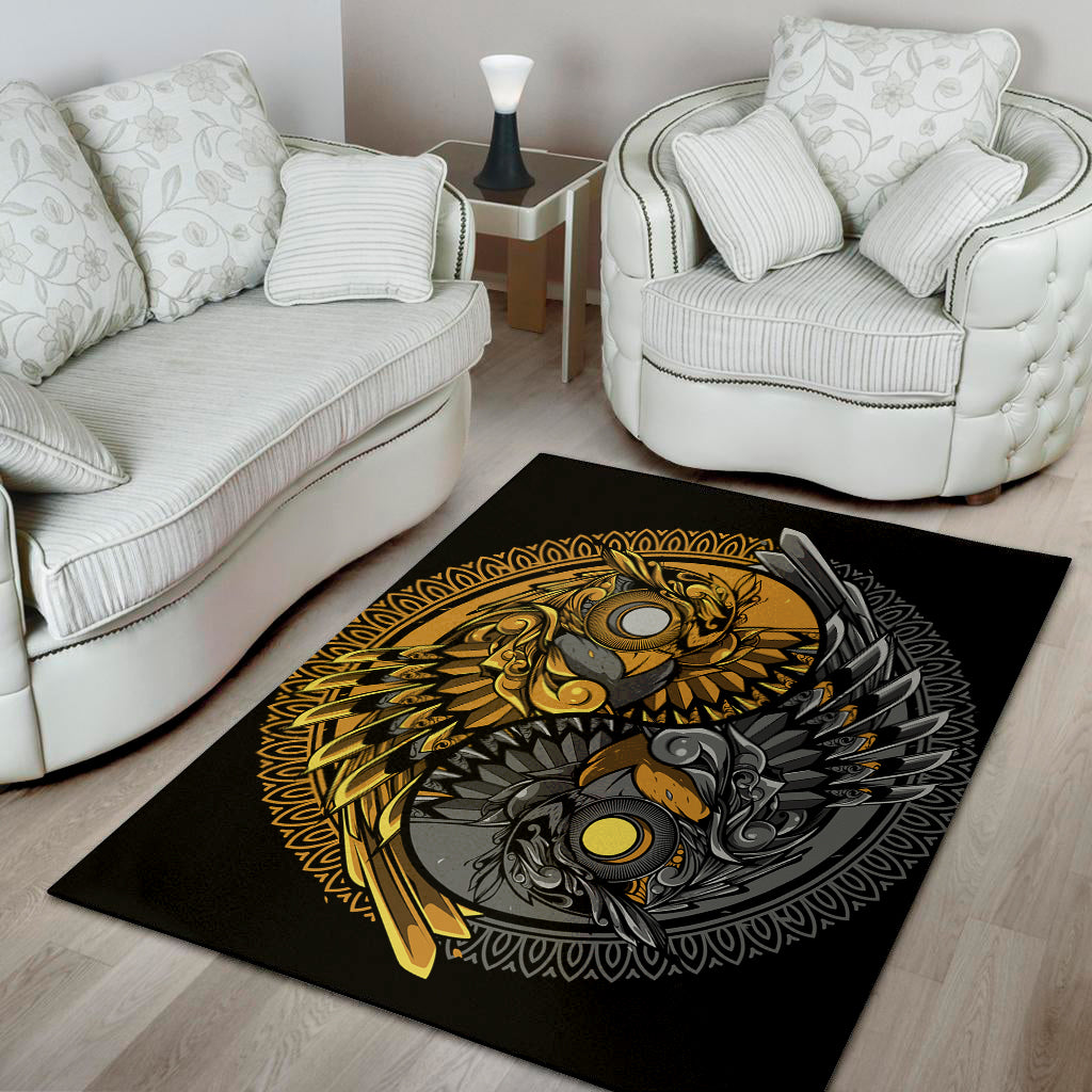 Yin Yang Owl Print Area Rug