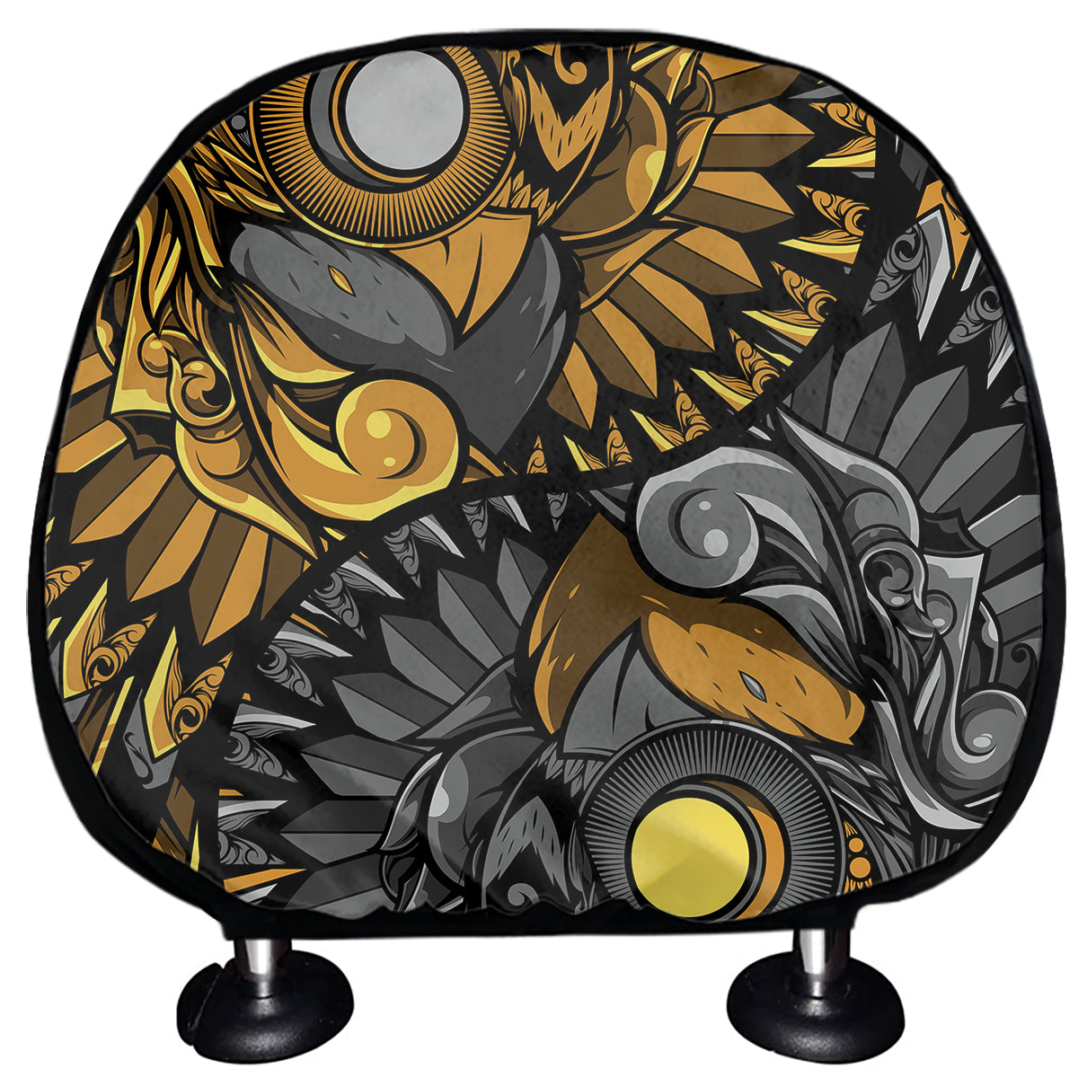 Yin Yang Owl Print Car Headrest Covers