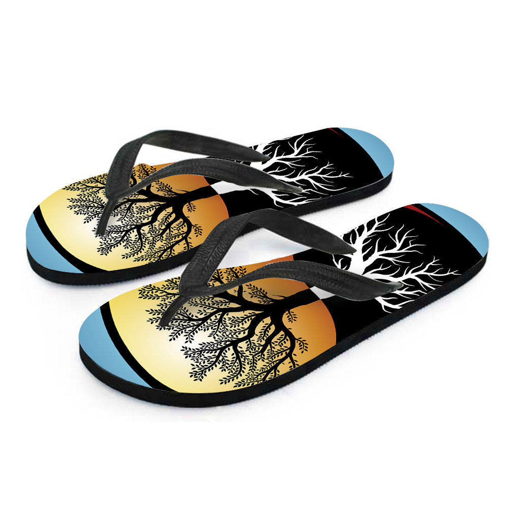 Yin Yang Tree Of Life Print Flip Flops