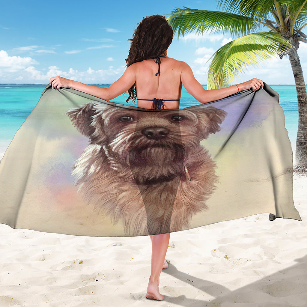 Yorkshire Terrier Portrait Print Beach Sarong Wrap