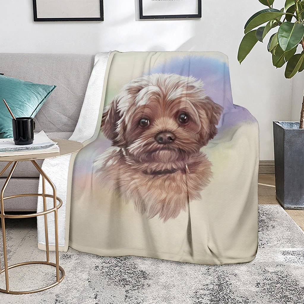 Yorkshire Terrier Portrait Print Blanket