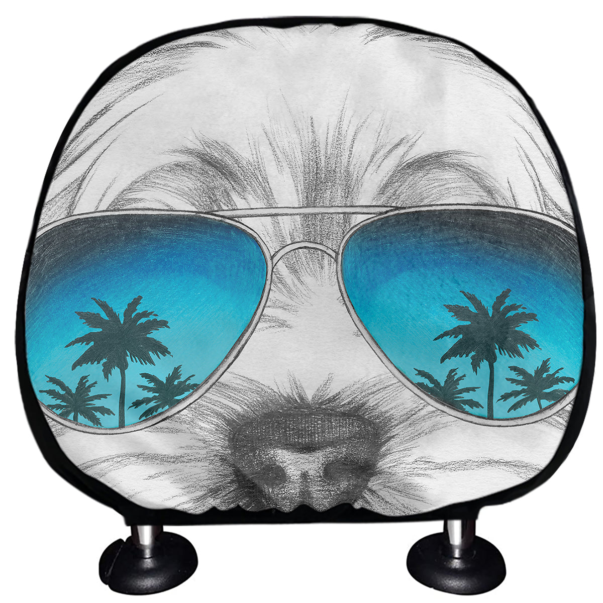 Yorkshire Terrier With Sunglasses Print Car Headrest Covers