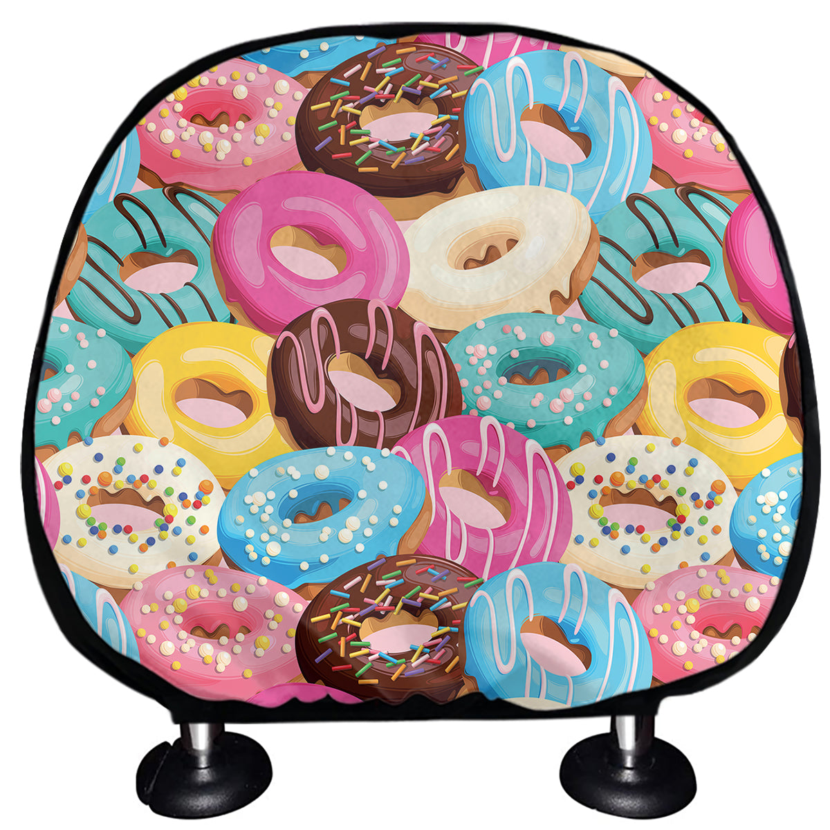 Yummy Donut Pattern Print Car Headrest Covers
