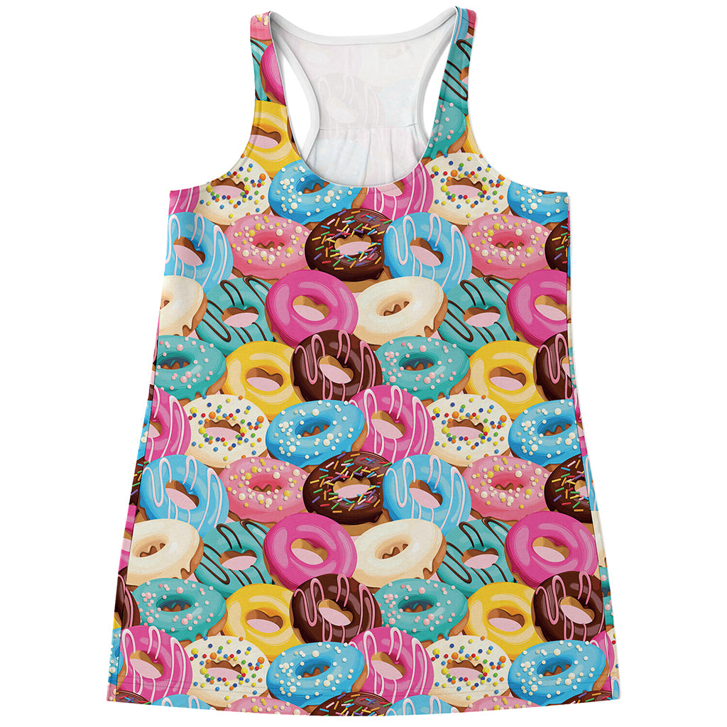 Yummy Donut Pattern Print Women's Racerback Tank Top