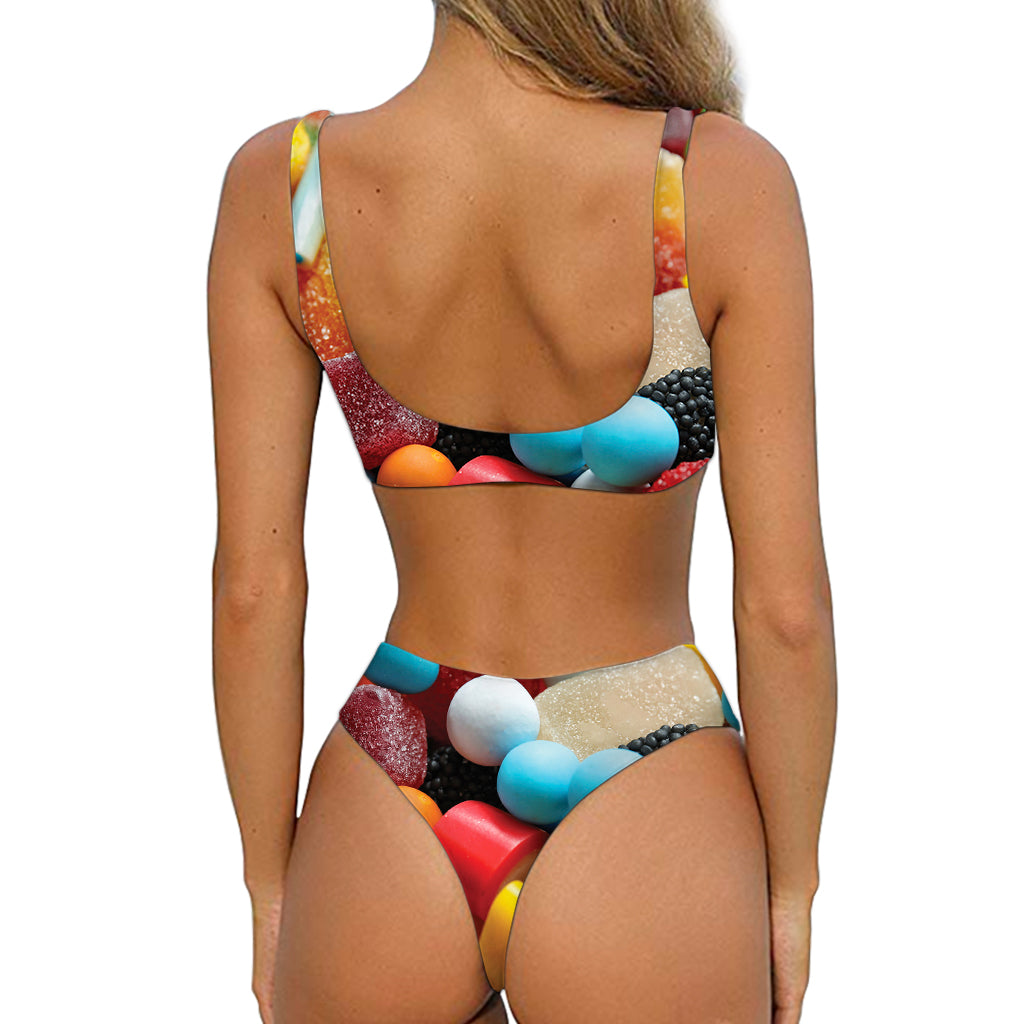 Yummy Gummy Print Front Bow Tie Bikini