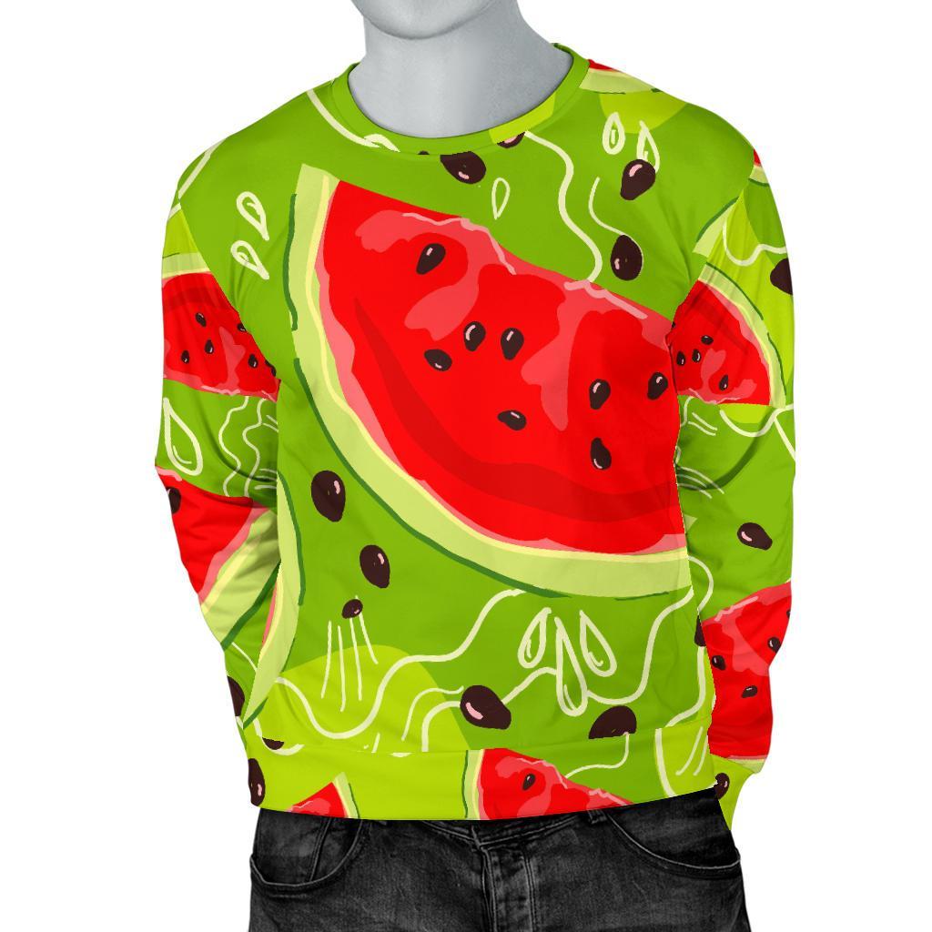 Yummy Watermelon Pieces Pattern Print Men's Crewneck Sweatshirt GearFrost