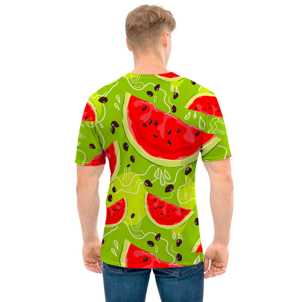 Yummy Watermelon Pieces Pattern Print Men's T-Shirt