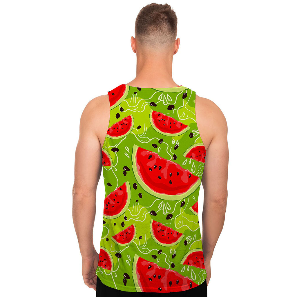 Yummy Watermelon Pieces Pattern Print Men's Tank Top