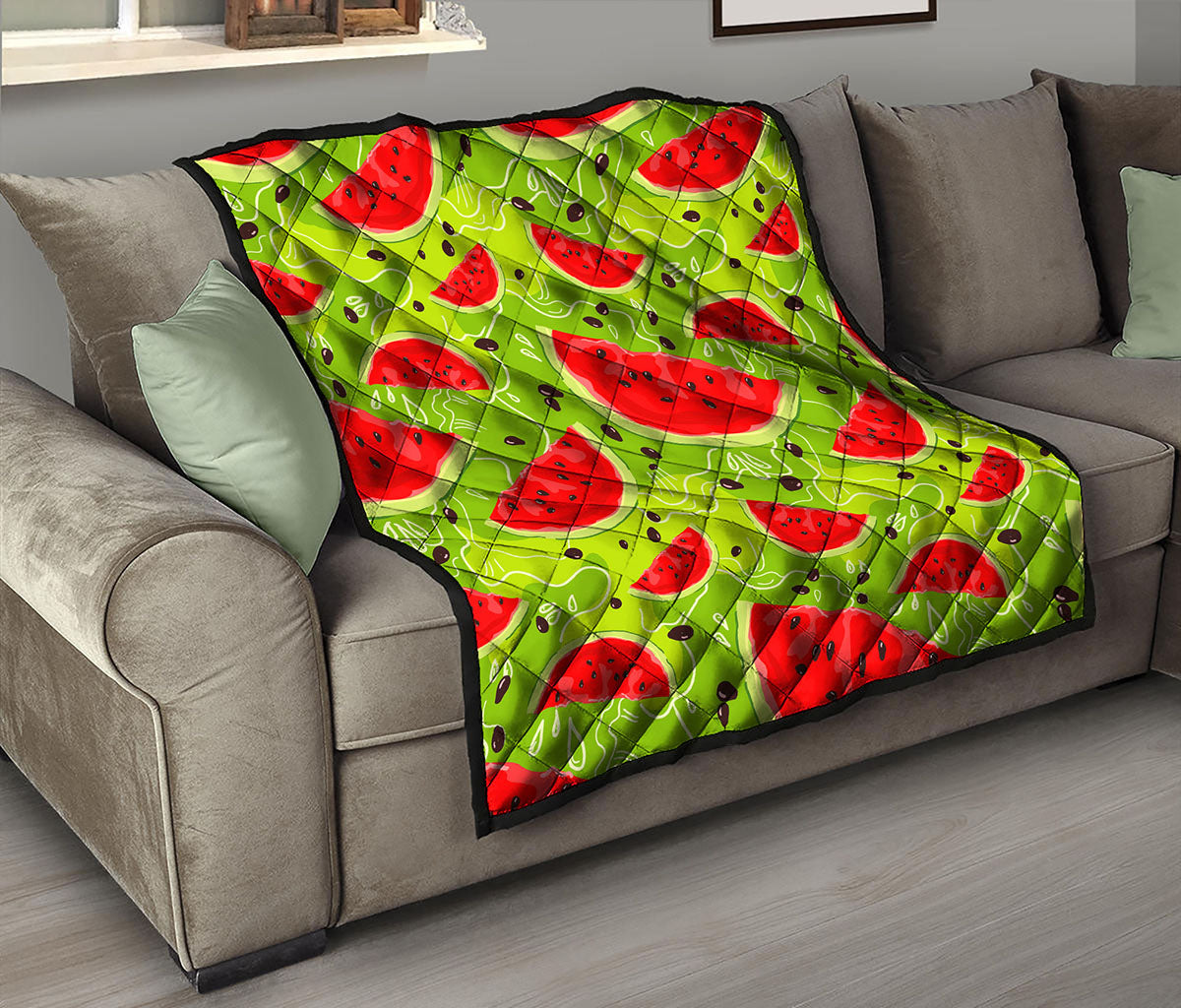 Yummy Watermelon Pieces Pattern Print Quilt
