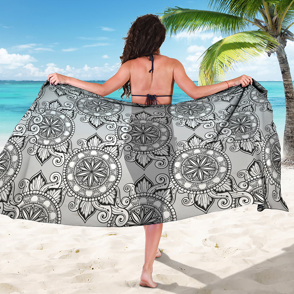 Zentangle Floral Pattern Print Beach Sarong Wrap
