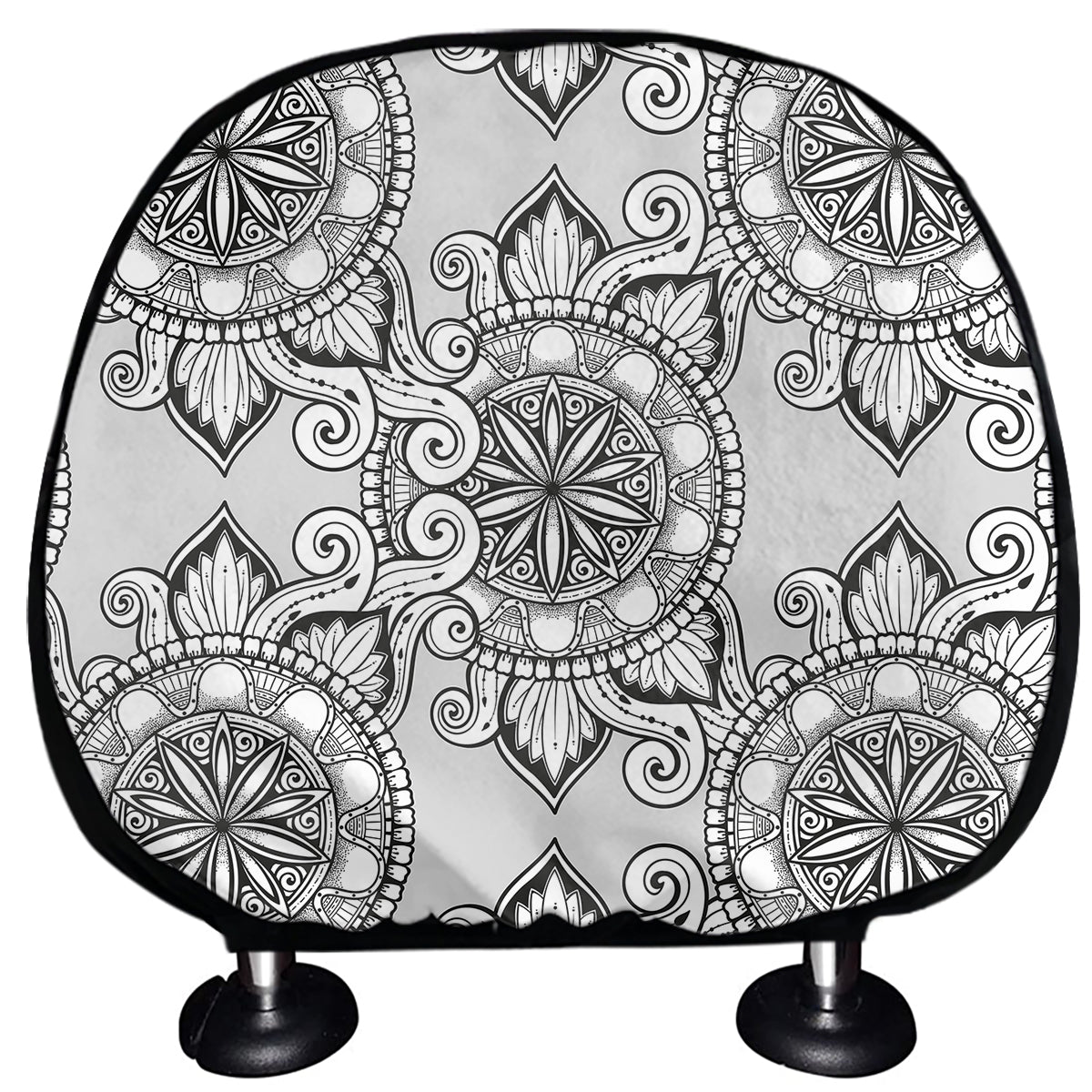 Zentangle Floral Pattern Print Car Headrest Covers
