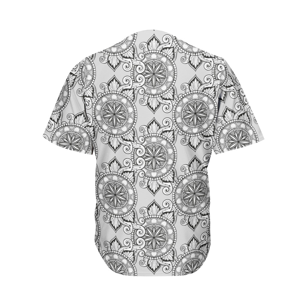Zentangle Floral Pattern Print Men's Baseball Jersey
