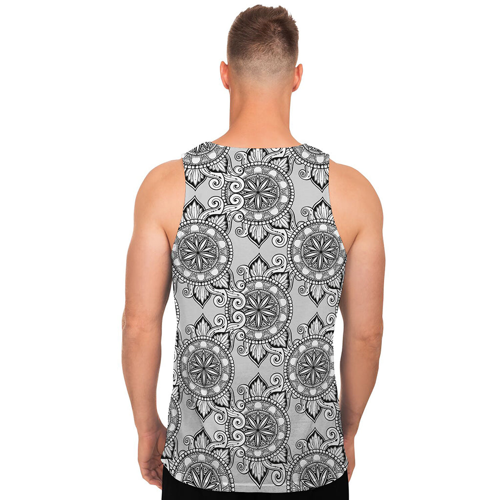 Zentangle Floral Pattern Print Men's Tank Top